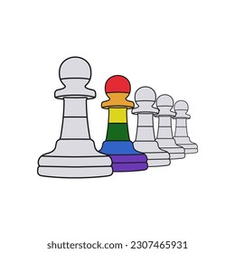 Chess figures. Gender differences, LGBT concept. Not like most people. Hand drawn vector illustration.