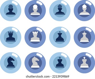 Chess figures, illustration, vector on white background.