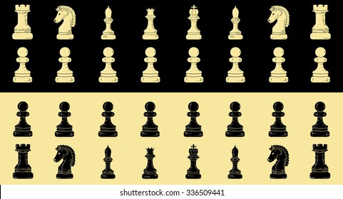 chess figures isolated on different backgrounds. Doodle