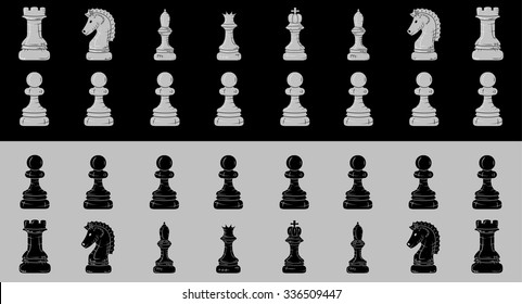 chess figures isolated on different backgrounds. Doodle
