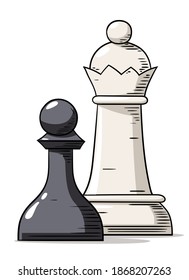 Figuras de ajedrez rey y peón