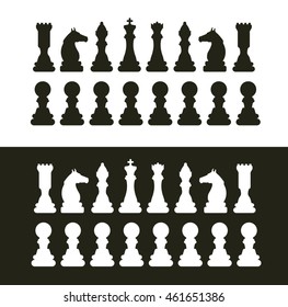 Chess Figures on black and white background