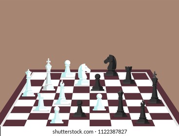 Chess figures on a chess board. Vector illustration