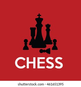 Chess Figures on red background