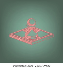 Chess figures sign. Apricot Icon with Brick Red parquet floor graphic pattern on a Ebony background. Feldgrau. Green. Illustration.