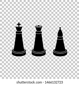 Chess figures sign. Black icon on transparent background. Illustration.