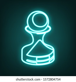Chess figures sign. Cyan neon icon in the dark. Bluring. Luminescence. Illustration.