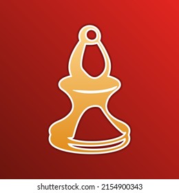 Chess figures sign. Golden gradient Icon with contours on redish Background. Illustration.