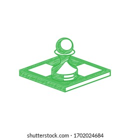 Chess figures sign. Green scribble Icon with solid contour on white background. Illustration.