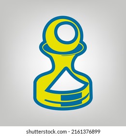 Chess figures sign. Icon in colors of Ukraine flag (yellow, blue) at gray Background. Illustration.