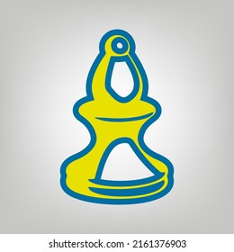 Chess figures sign. Icon in colors of Ukraine flag (yellow, blue) at gray Background. Illustration.