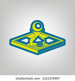 Chess figures sign. Icon in colors of Ukraine flag (yellow, blue) at gray Background. Illustration.