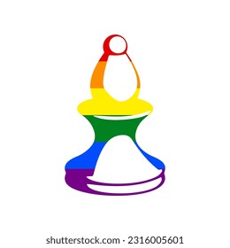 Chess figures sign. Rainbow gay LGBT rights colored Icon at white Background. Illustration.