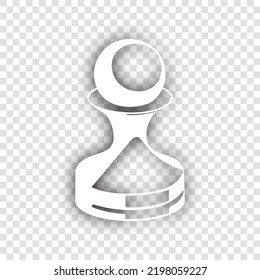 Chess figures sign. White Icon with dropped natural gray Shadow at transparent Background. Illustration.