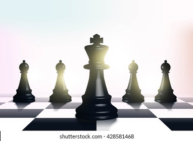 Chess figures - strategy and leadership concept. Vector 3d  illustration