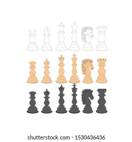The chess figures vector drawing
