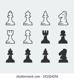 Chess figures vector icons set