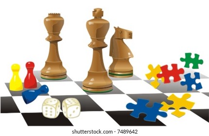 Chess figures,dice and other games