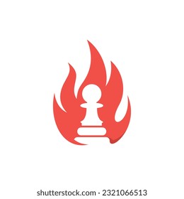 Chess Fire icon. Vector fire focus logo template isolated on chess background