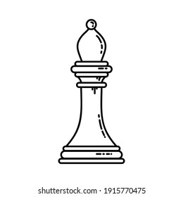 Chess flat bishop icon. Stock vector image of a chess rook isolated outlined piece.