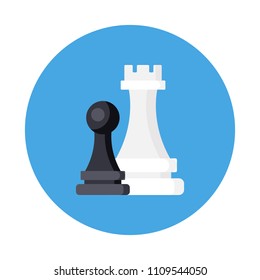 Chess flat icon with long shadow isolated on blue background. Simple Chess in flat style, vector illustration for web and mobile design.