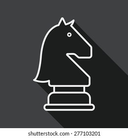 chess flat icon with long shadow, line icon