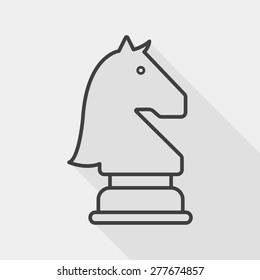 chess flat icon with long shadow, line icon