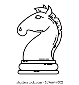 Chess flat knight icon. Stock vector image of a chess knight isolated piece.