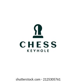 Chess Formula Game Keyhole Logo Design Vector