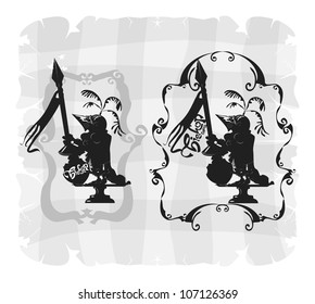 Chess frames. Bishop. Gray scale, vector