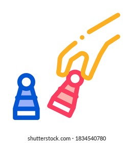 Vector de iconos de la batalla de juegos de ajedrez. Signo de batalla de juegos de ajedrez de contorno. Ilustración de símbolo de contorno aislado de color
