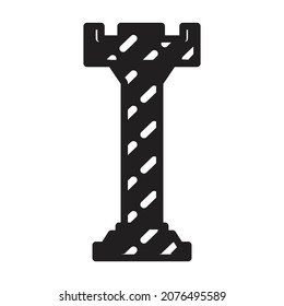 Chess game black vector icon.Black vector illustration of rook. Isolated illustration of chess game icon on white background.