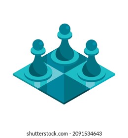 chess game board and pieces icon isometric