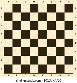 Chess game board. Wooden checkerboard background illustration