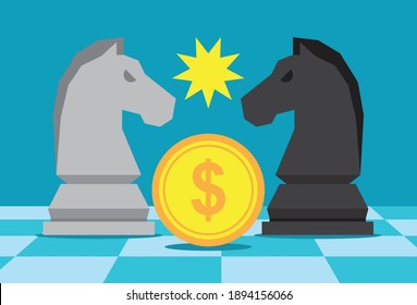 Chess game for business and finance, Vector illustration in flat style