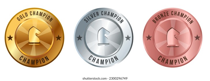 Chess game business strategy gold medal silver and bronze award competition championship