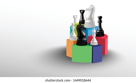 Chess game concept  black and white with Graph chart  creativity modern idea and concept illustration.