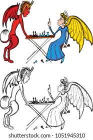 Chess game of the devil and the angel