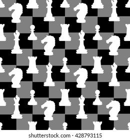 Chess game figures seamless colorful pattern 