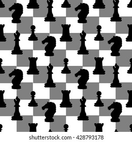 Chess game figures seamless colorful pattern 