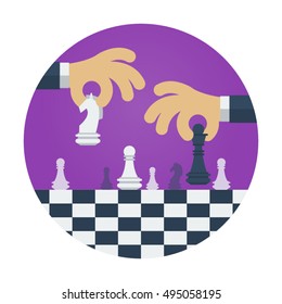 Chess game flat vector icon that shows concept such as strategy, management, tactics, war, business, takeover, can be use for personal or commercial use