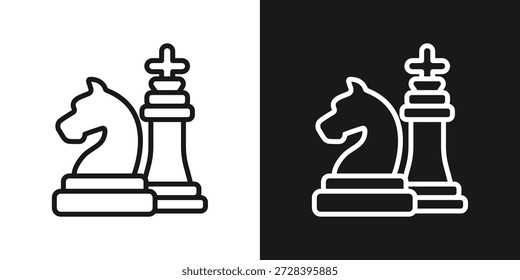 Icono de juego de ajedrez en estilo de línea en blanco y negro