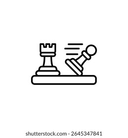 Chess Game Icon Depicting Rook And Pawn Pieces With Motion Lines