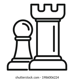 Chess game icon. Outline Chess game vector icon for web design isolated on white background