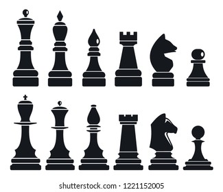 Chess Pieces Named Set Vector Outline Stock Vector (Royalty Free) 331355465