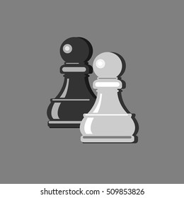 Chess Game icon. Symbol of Strategy or Choice. Two pawns. Vector illustration.