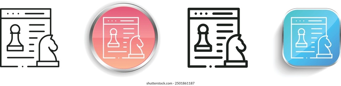 chess game icon. Thin Linear, Regular and Button Style Design Isolated On White Background