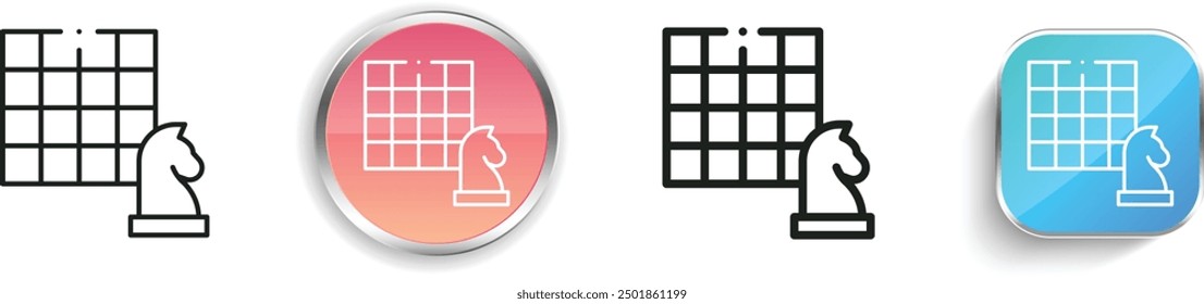 chess game icon. Thin Linear, Regular and Button Style Design Isolated On White Background