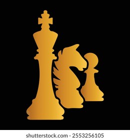 Chess Game Icon vector Illustration Isolated on Black Background.