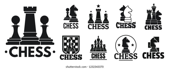 Chess game logo set. Simple set of chess game vector logo for web design on white background